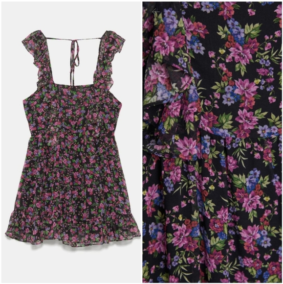 🍒NWT🍒 ZARA FLORAL PRINT MINI DRESS - Picture 4 of 7